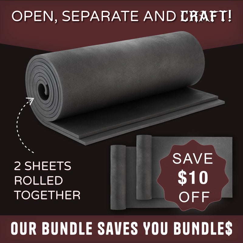 The Foamory 2-Pack EVA Foam Cosplay Bundle - 2 Pack: 2mm Thick (Black) Large 35 x 59 inch Sheets - Ultra High Density Craft Foam 85 kg/m3 - by The Foamory - Image 2